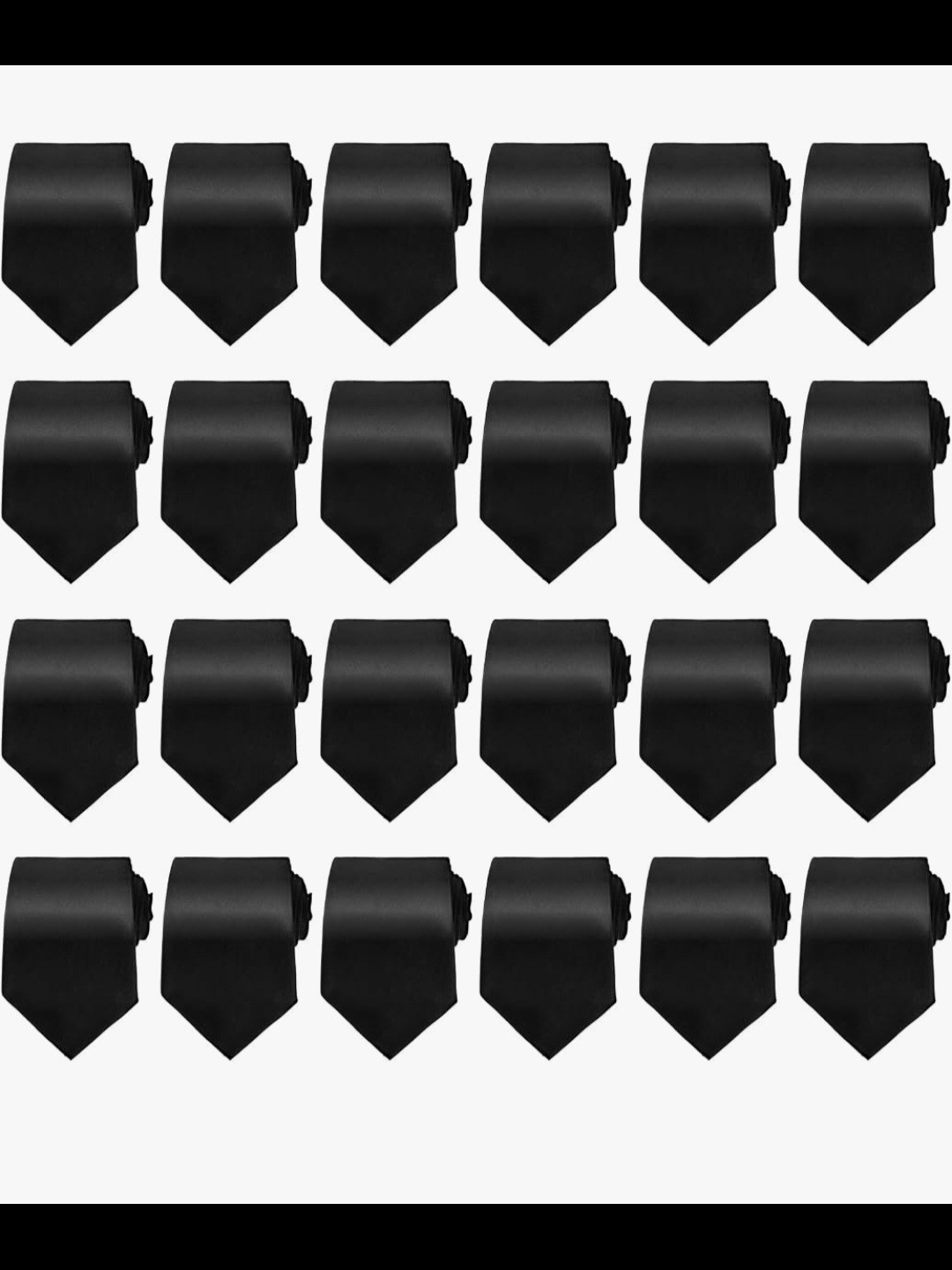 Classic Solid Black Necktie  25 Pack